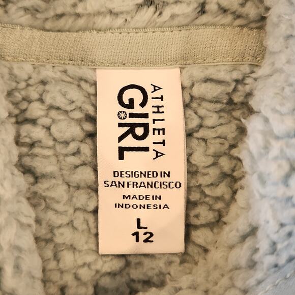 ATHLETA GIRL Super Cute Mint Blue Sherpa Pullover Hoodie Girls 12 - Picture 4 of 8